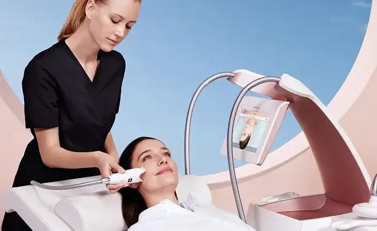 Modern spa facial treatment room setup